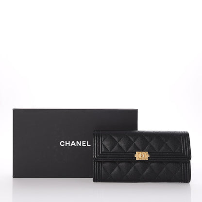 Chanel Caviar Quilted Large Boy Gusset Flap Wallet Black 9 of 9