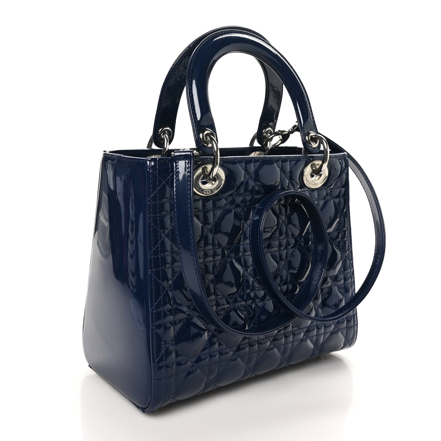 Christian Dior Patent Cannage Medium Lady Dior Navy Blue 3 of 10