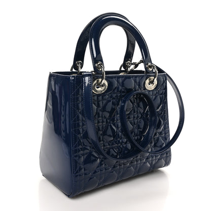 Christian Dior Patent Cannage Medium Lady Dior Navy Blue 3 of 10