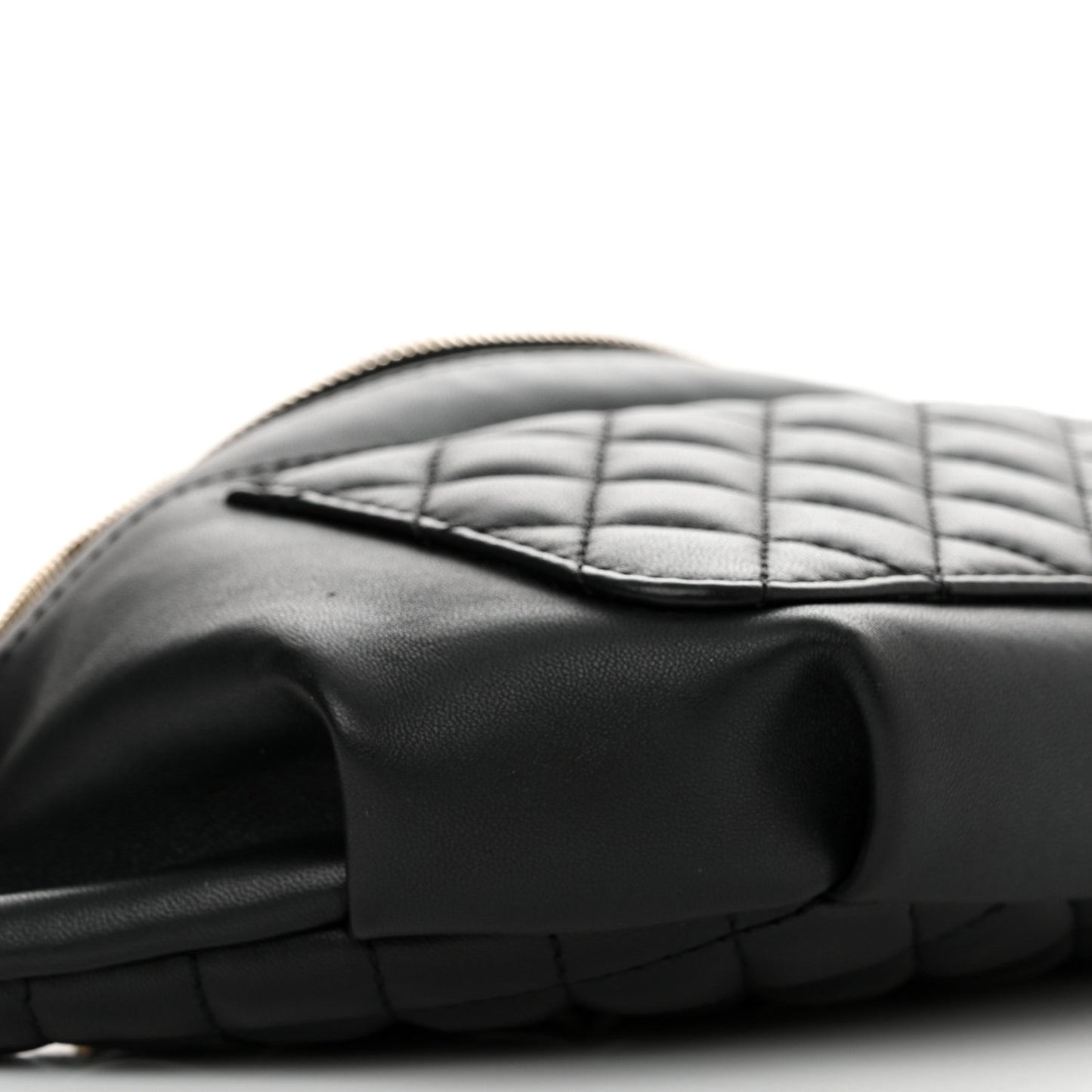 Lambskin Quilted Waist Bag Fanny Pack Black