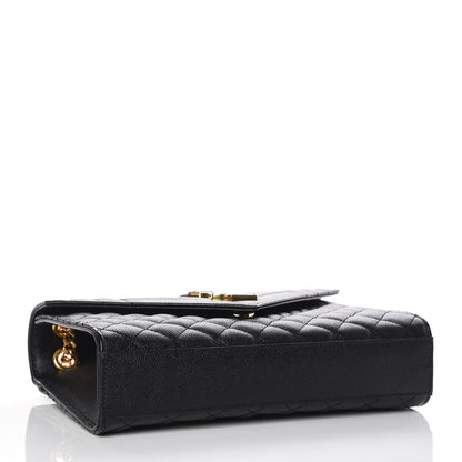 Saint Laurent Grain De Poudre Textured Mixed Matelasse Triquilt Medium Monogram Satchel Black 4 of 9