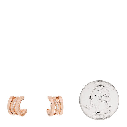 Bulgari 18K Rose Gold Diamond B.Zero1 Legend Hoop Earrings 2 of 6