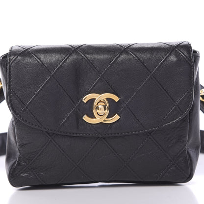 Chanel Calfskin Diamond Embossed Flap Waist Belt Bag Black 7 of 10