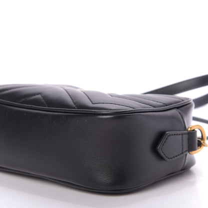 Gucci Calfskin Matelasse Mini GG Marmont Chain Shoulder Bag Black 7 of 10