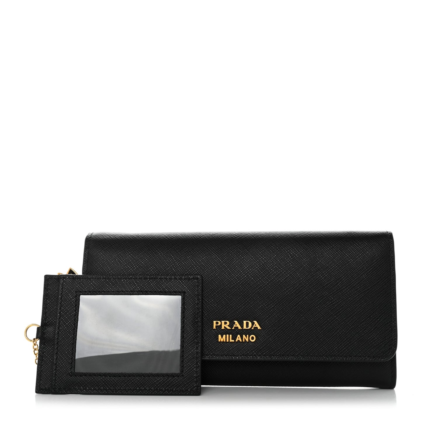 Saffiano Metal Continental Flap Wallet Black