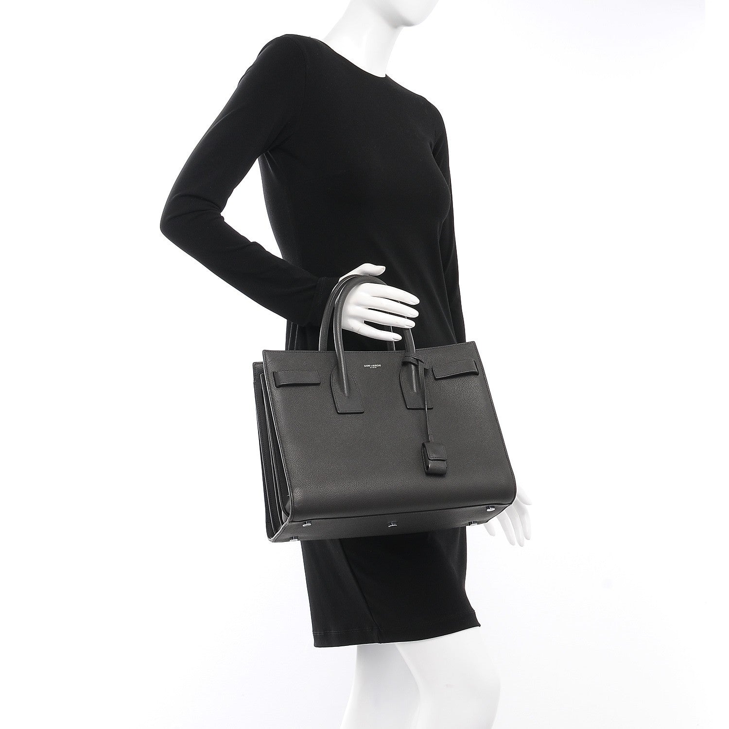 Saint Laurent Grained Calfskin Small Sac De Jour Coal 2 of 11
