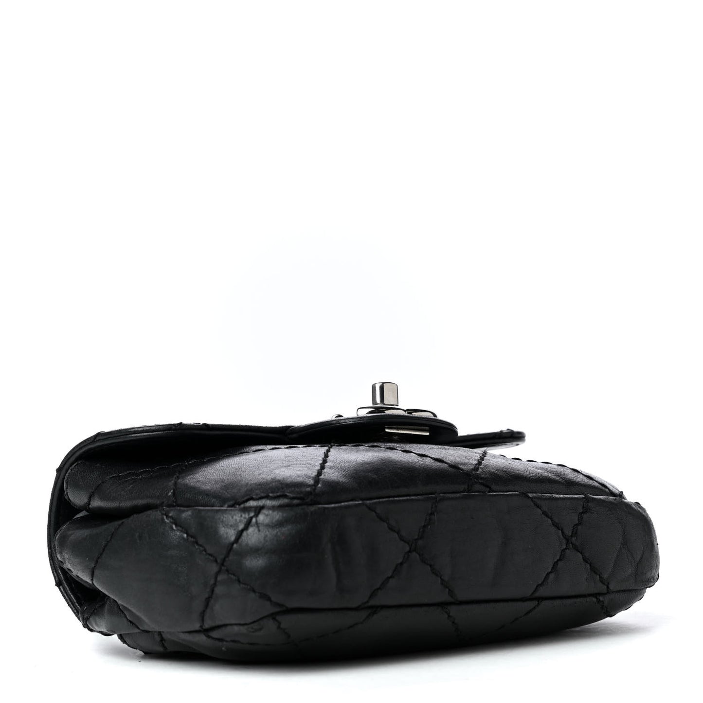 Lambskin Small Stitched Mini Flap Black