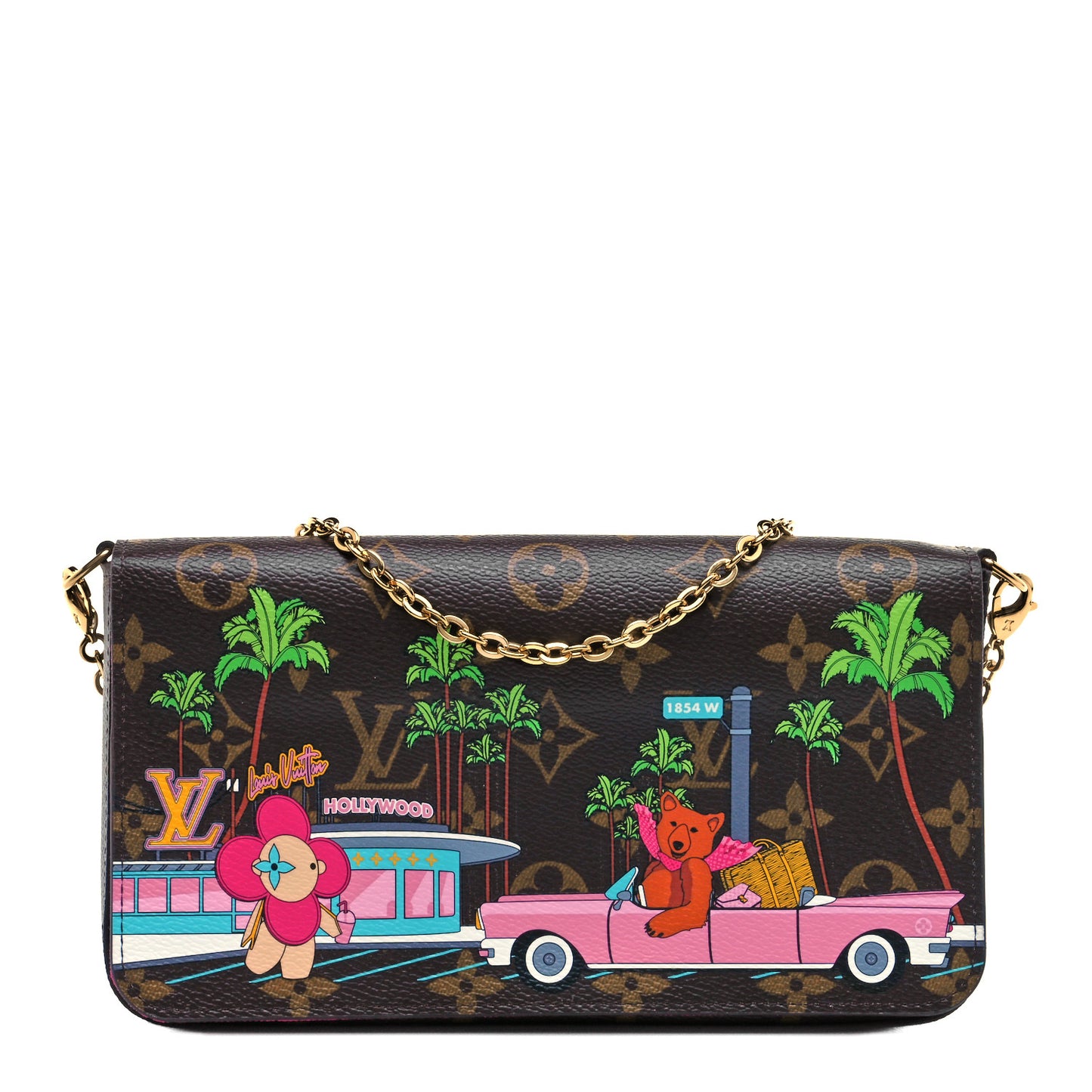 Monogram 2021 Christmas Animation Hollywood Pochette Felicie Chain Wallet Fuchsia