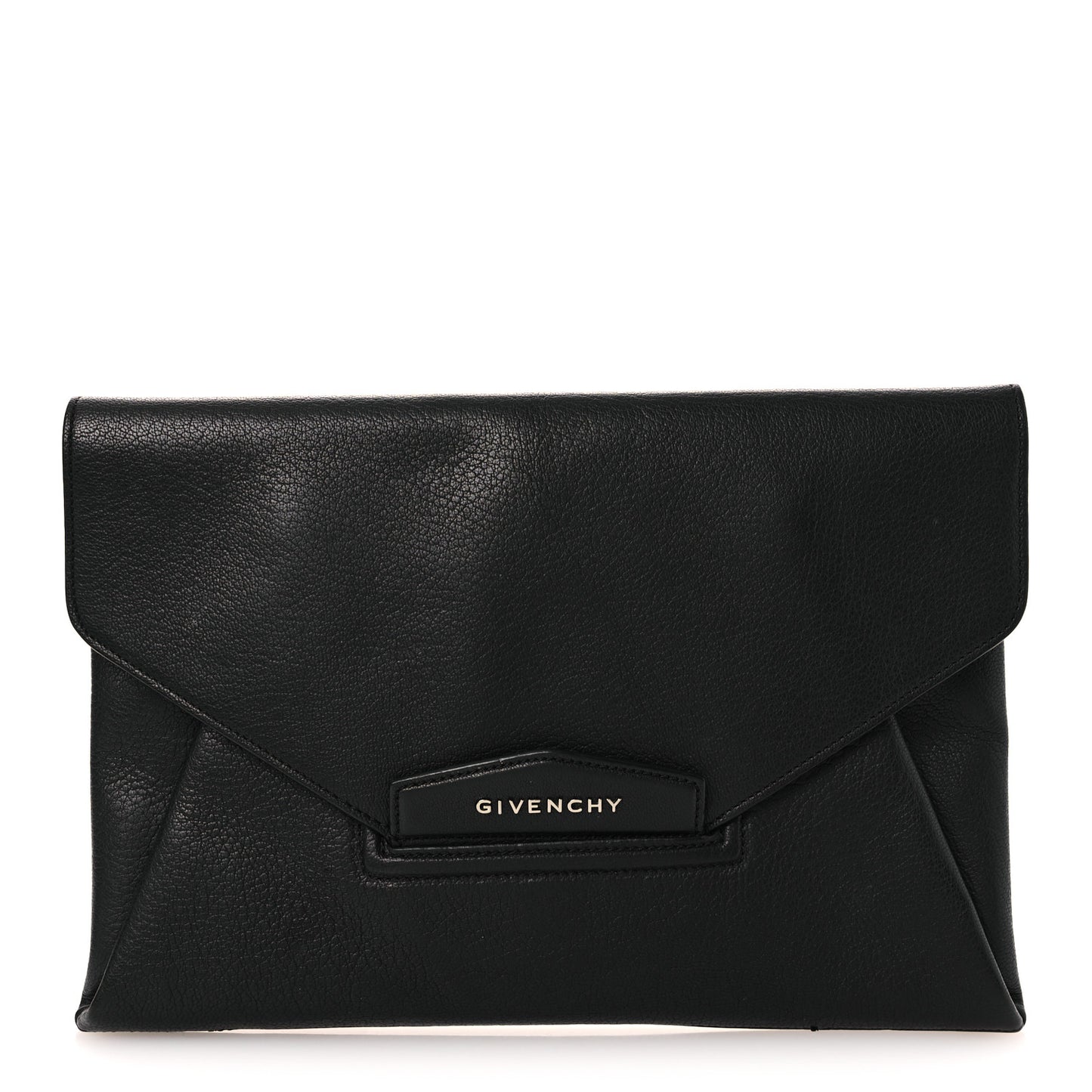 Sugar Goatskin Medium Antigona Envelope Clutch Black Black