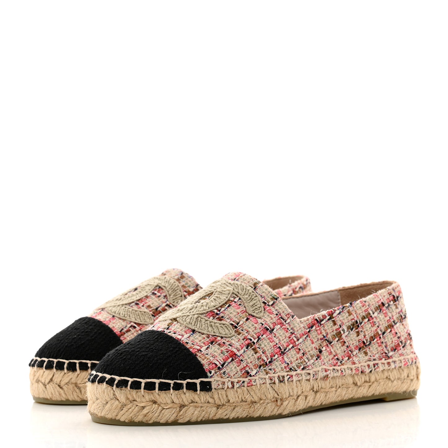 Tweed CC Espadrilles 37 Pink Black