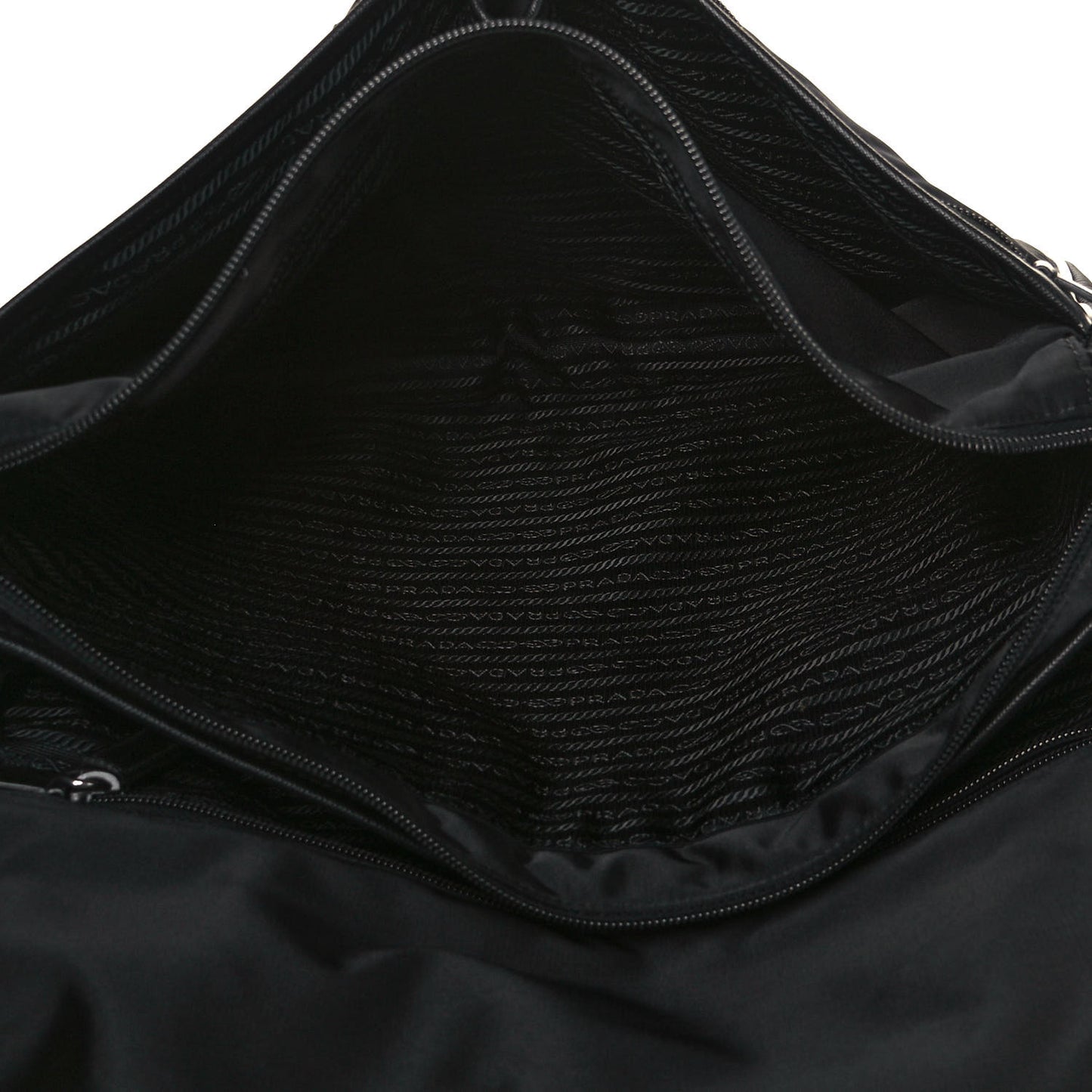 Tessuto Nylon Saffiano Logo Messenger Bag Black