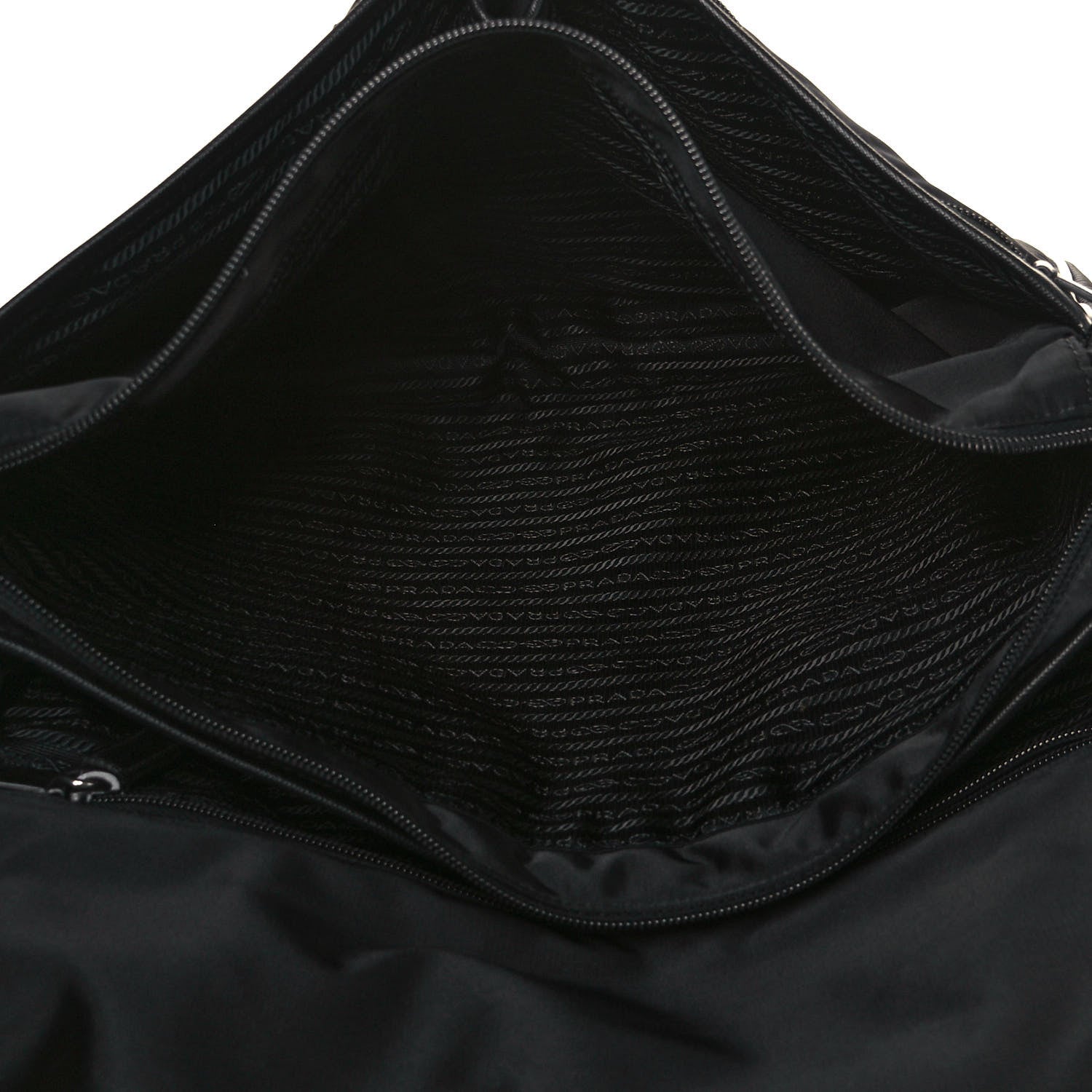 Prada Tessuto Nylon Saffiano Logo Messenger Bag Black 4 of 11