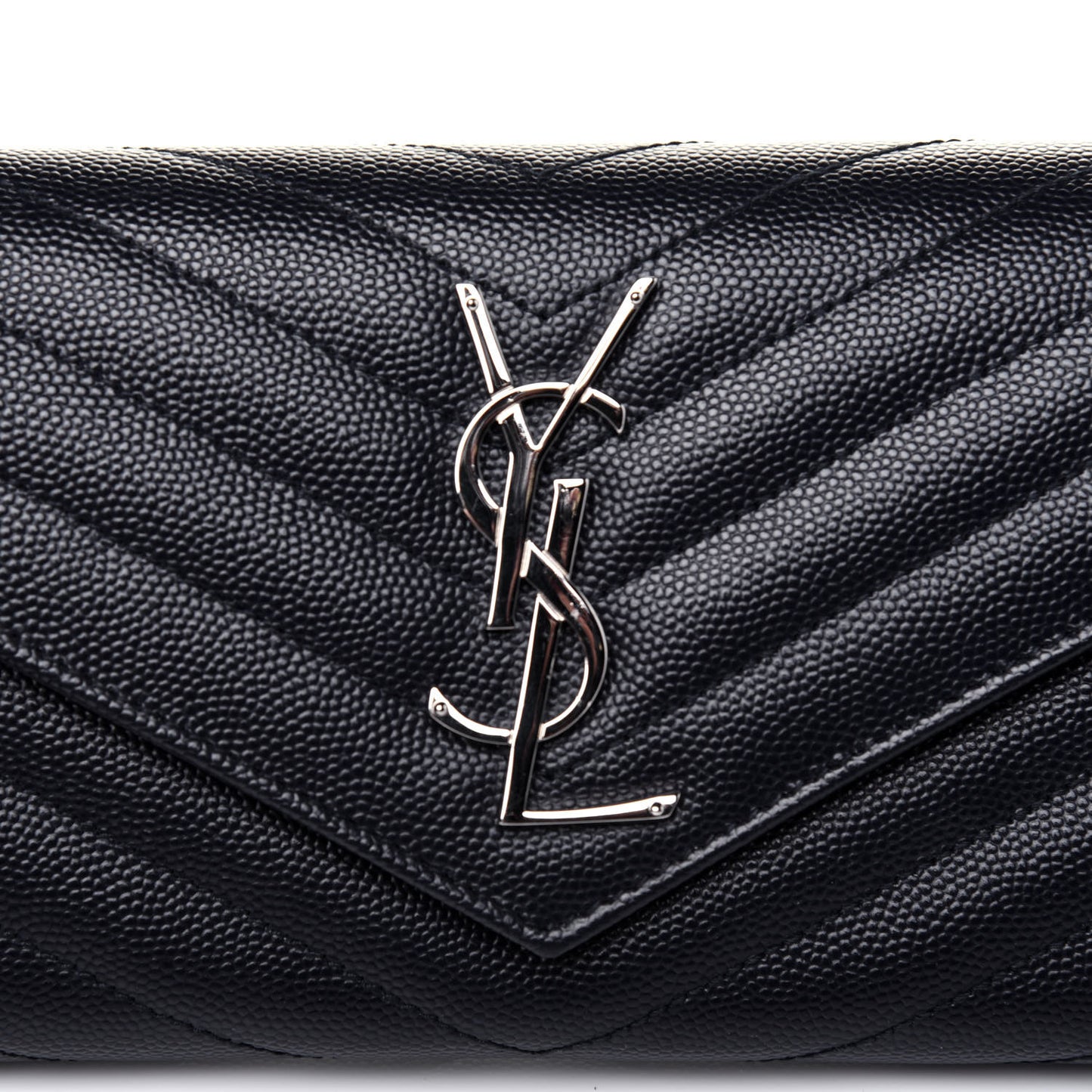 Grain De Poudre Matelasse Chevron Monogram Flap Wallet Deep Marine