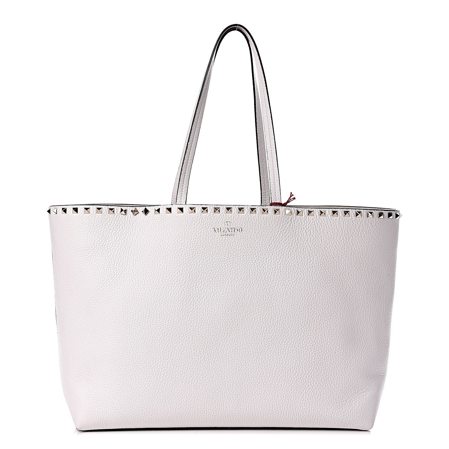 Valentino Garavani Grained Calfskin Rockstud Shoulder Tote Optic White 1 of 9