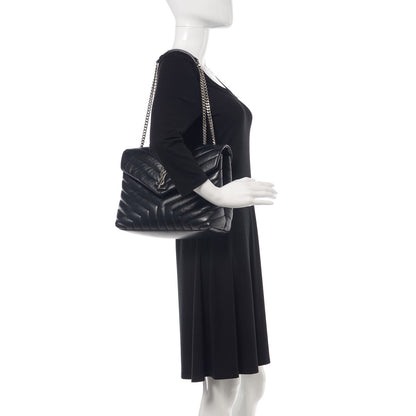 Saint Laurent Calfskin Y Quilted Monogram Medium Loulou Chain Satchel Black 2 of 12