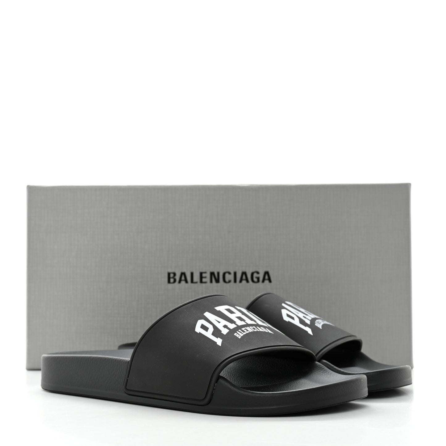 Rubber Paris Logo Womens Slide Sandals 37 Black