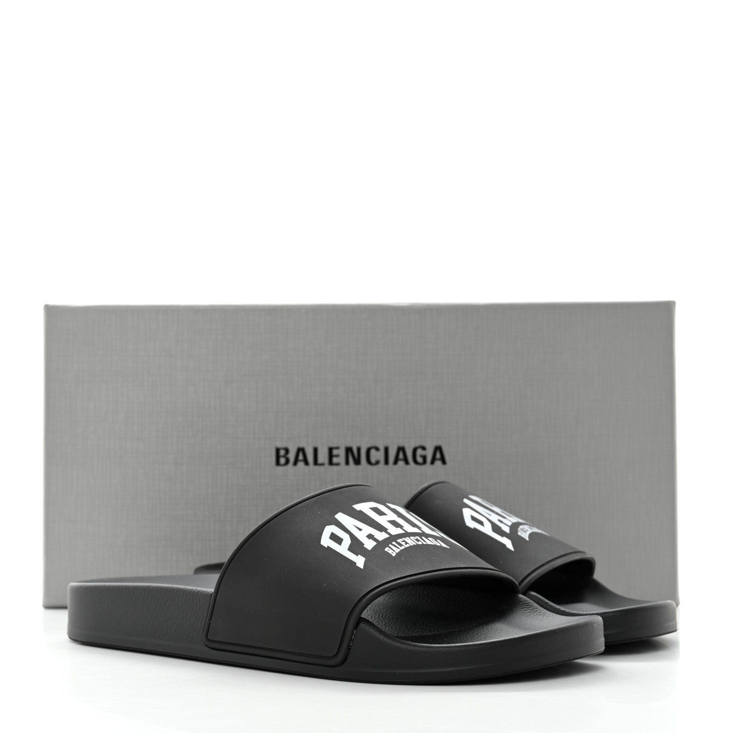 Balenciaga Rubber Paris Logo Womens Slide Sandals 37 Black 9 of 9