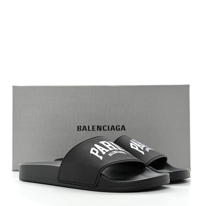 Balenciaga Rubber Paris Logo Womens Slide Sandals 37 Black 9 of 9