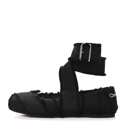Christian Dior Grosgrain Fringe Songe Ballet Flats 37 Black 1 of 9