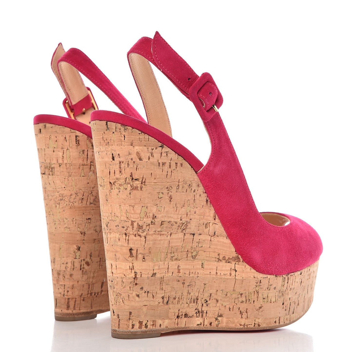 Suede Cork Une Plume Sling 140 Wedges 37 Cyclamen