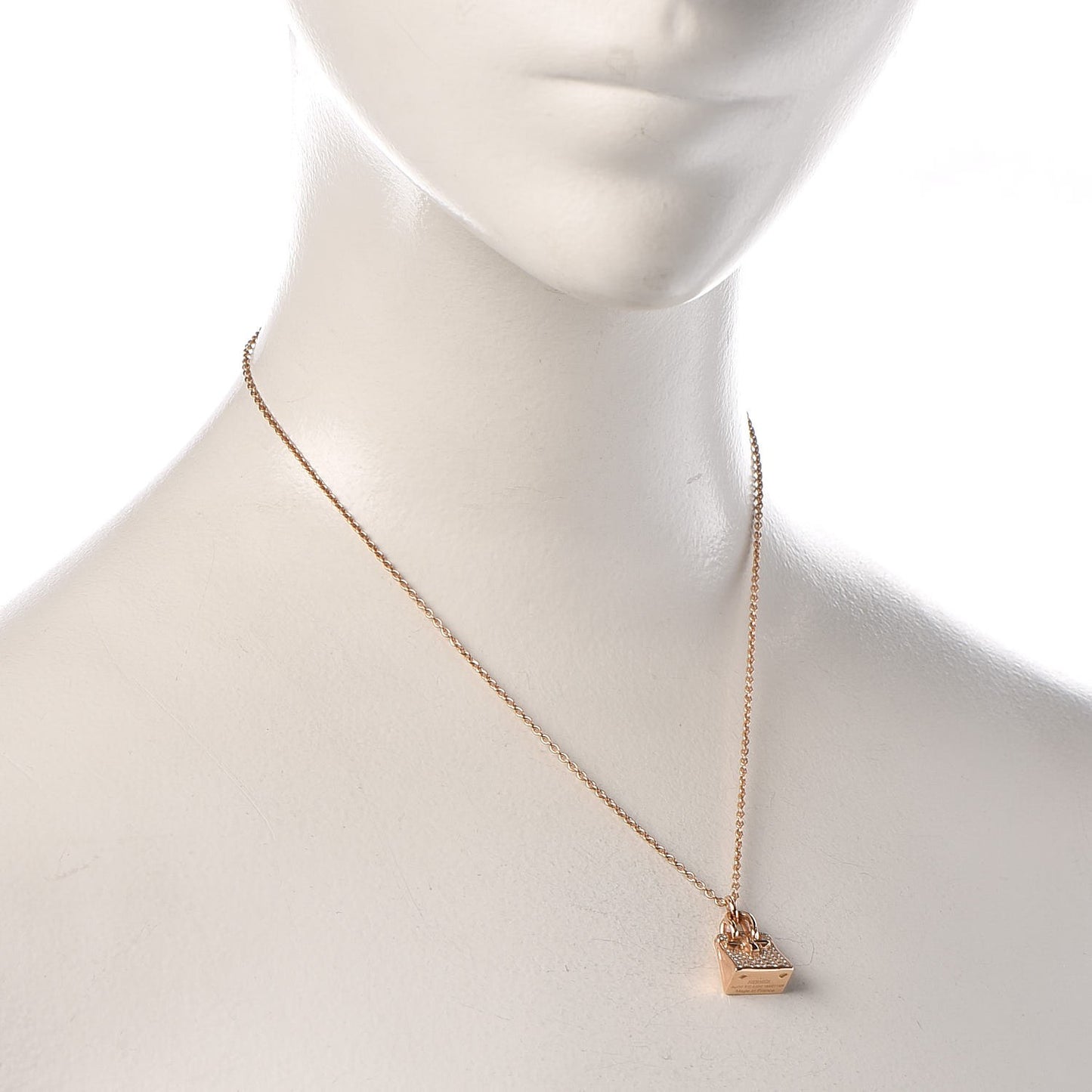 18K Rose Gold Diamond Birkin Amulette Pendant Necklace
