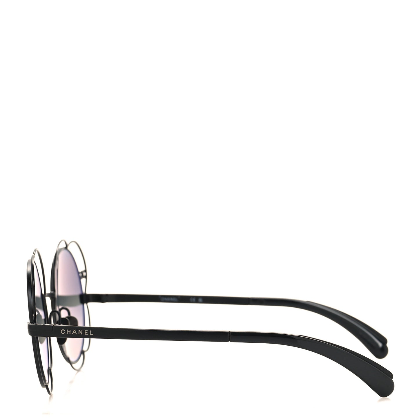 Metal Round Camellia Sunglasses 71573 Black