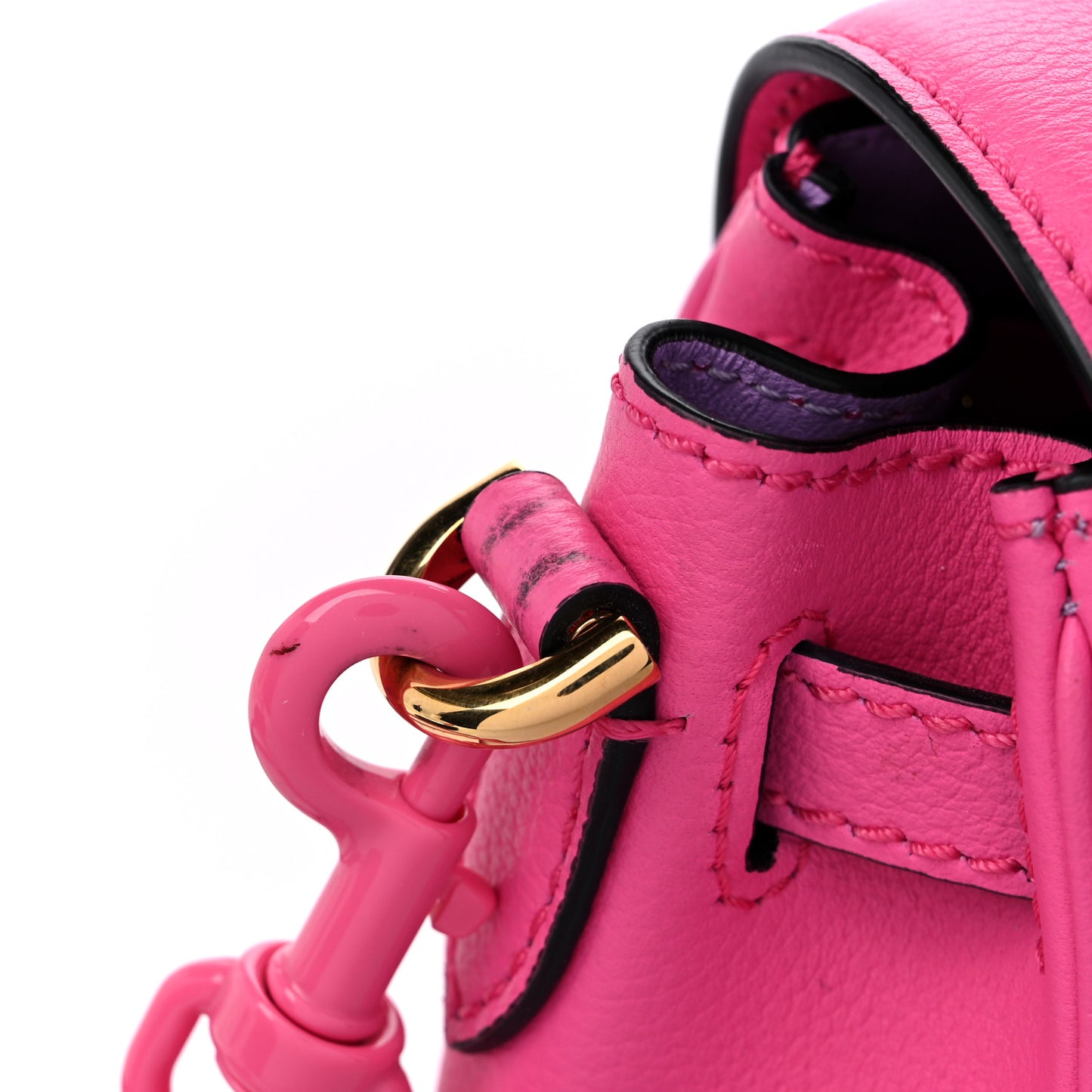 Grained Calfskin Small La Medusa Top Handle Bag Fuchsia