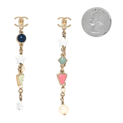 Chanel Pearl Beaded CC Drop Earrings Gold Multicolor 2 of 4