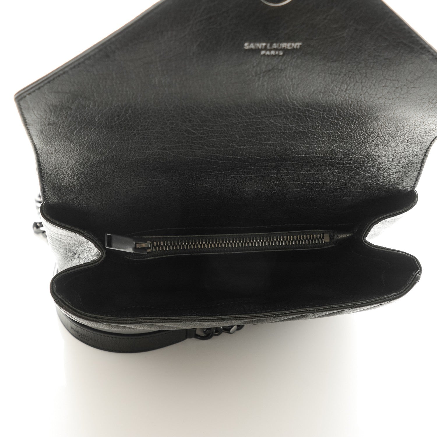 Saint Laurent Sheepskin Matelasse Chevron Monogram Medium College Bag Black 5 of 6