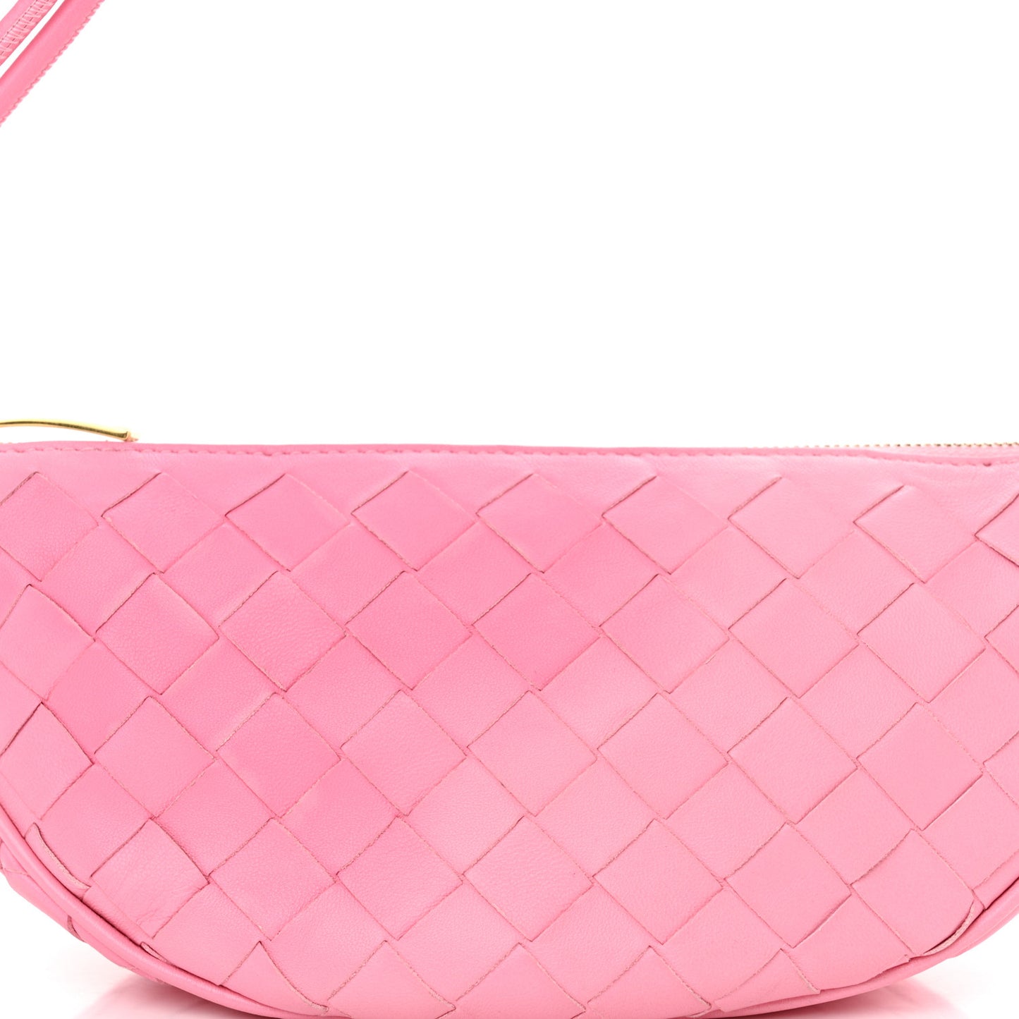 Nappa Intrecciato Half Moon Pouch On Strap Ribbon