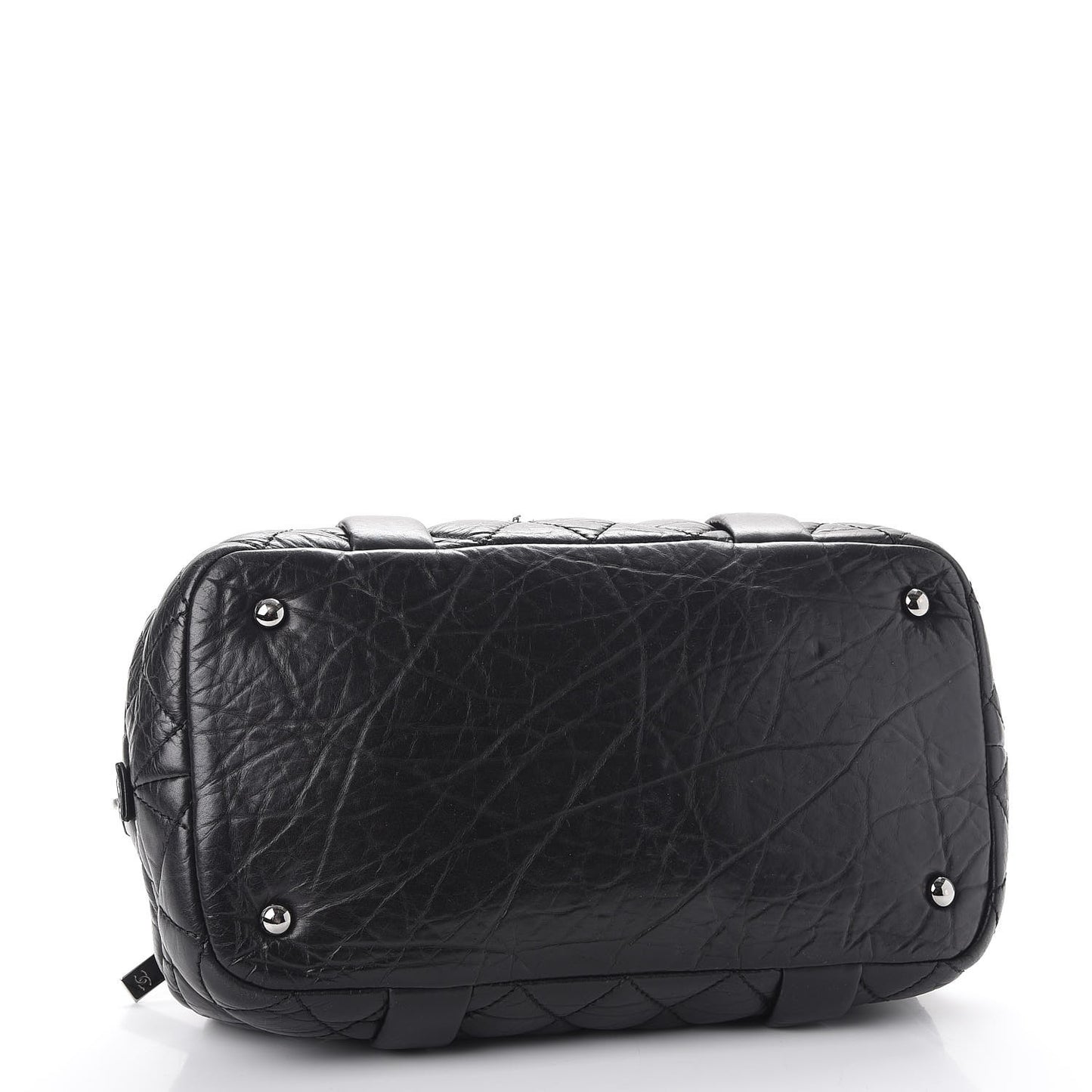 Distressed Lambskin Vintage Ligne Lady Braid Tote Black
