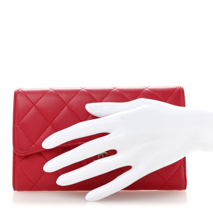 Chanel Lambskin Quilted Large Flap Wallet Dark Pink 2 of 11