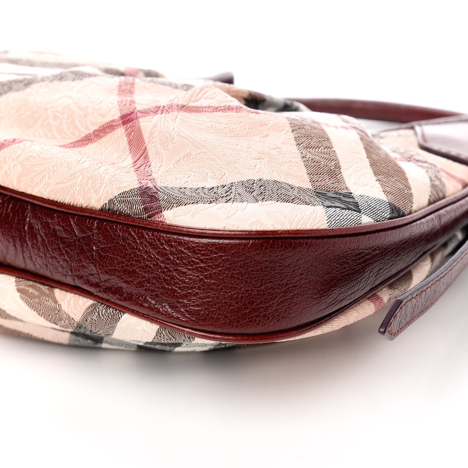 Burberry Nova Check Embossed Brooklyn Hobo Burgundy 10 of 12