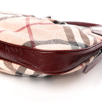 Burberry Nova Check Embossed Brooklyn Hobo Burgundy 10 of 12