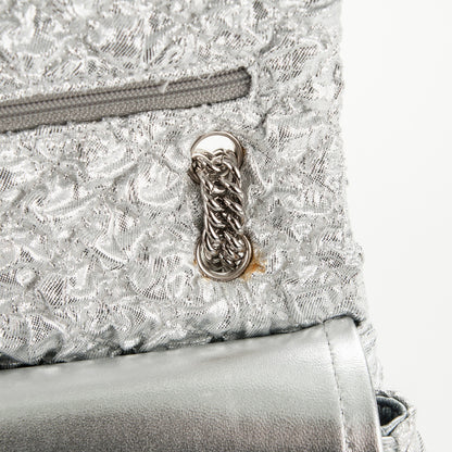 Chanel Metallic Lame Quilted Small Double Flap Silver 10 of 10