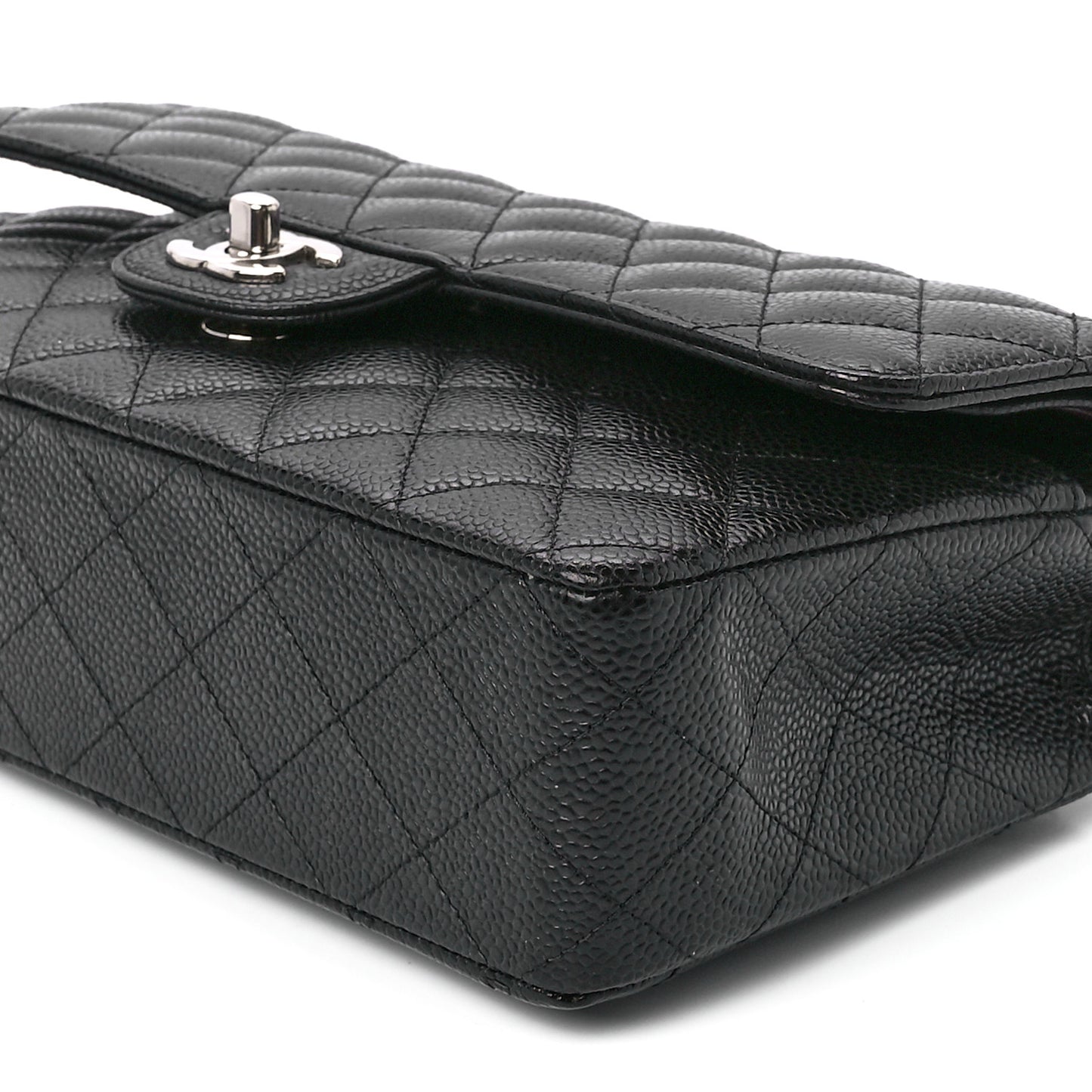 Caviar Quilted Medium Double Flap Black