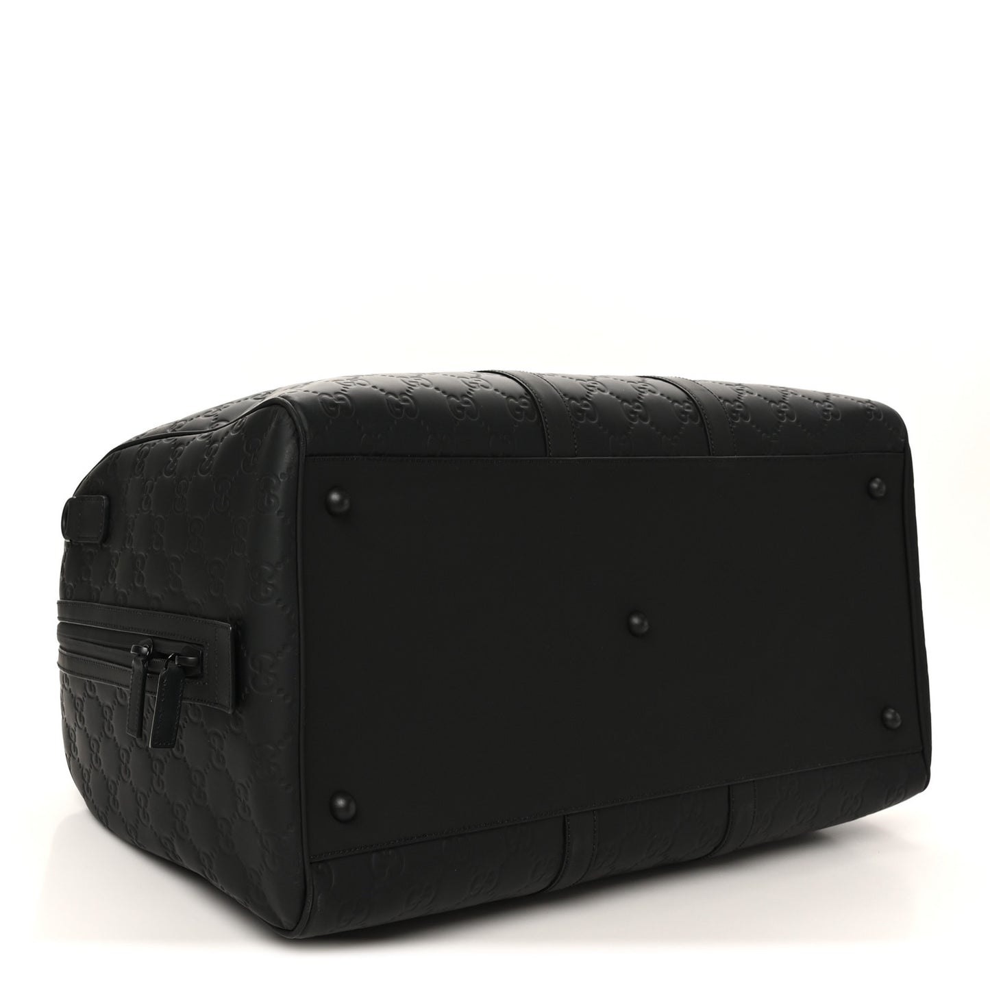 Rubber Effect GG Embossed Large Duffle Bag Black