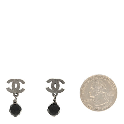Chanel Ruthenium CC Bead Drop Earrings Black 2 of 4
