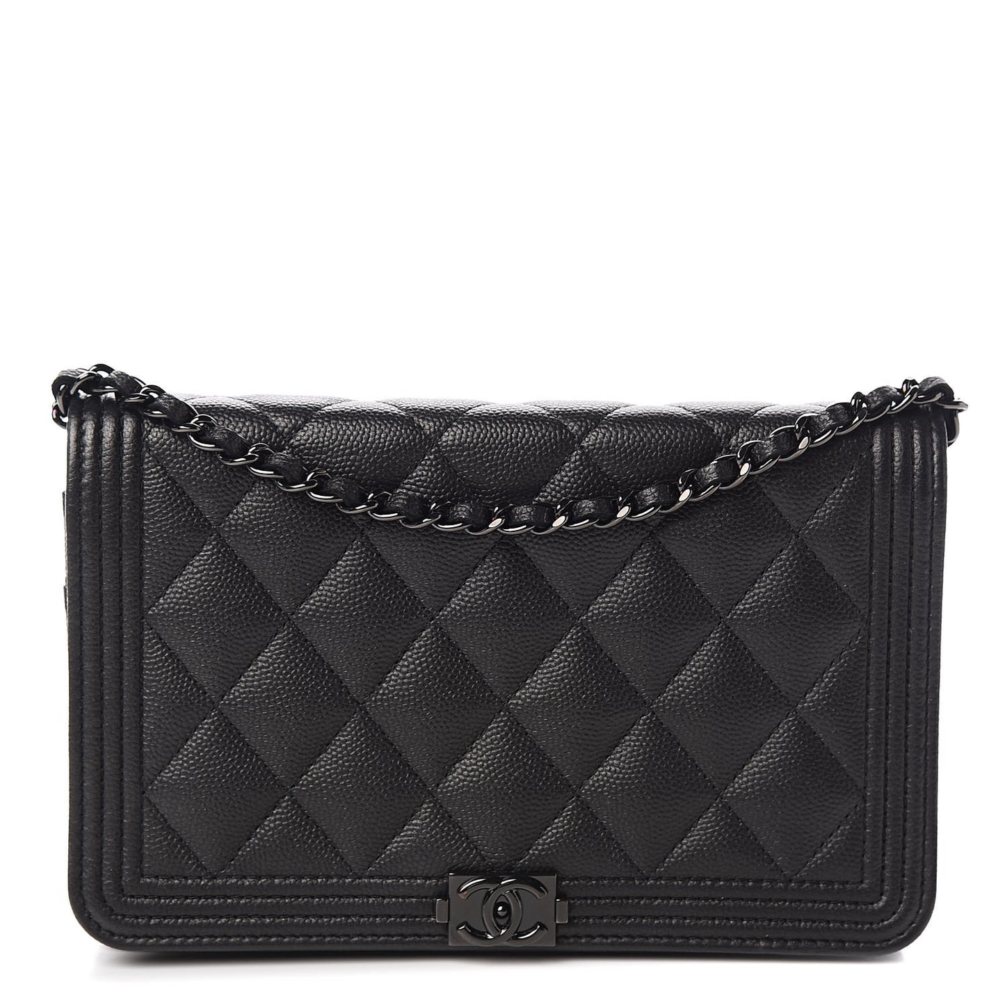 Caviar Quilted Boy Wallet On Chain WOC So Black