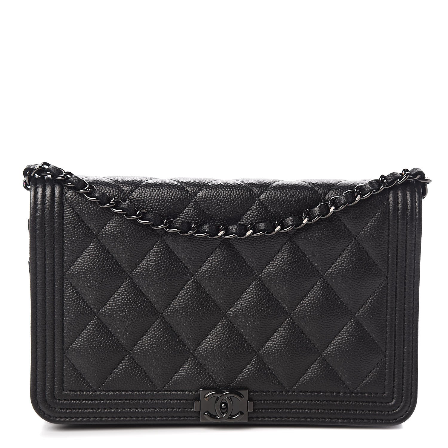 Chanel Caviar Quilted Boy Wallet On Chain WOC So Black 1 of 12