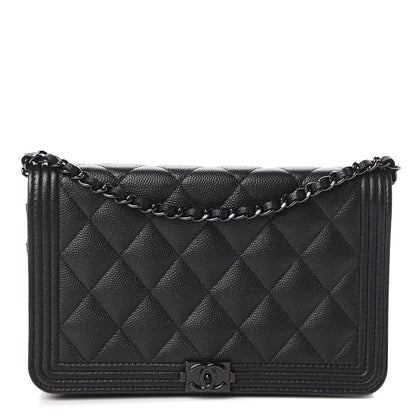Chanel Caviar Quilted Boy Wallet On Chain WOC So Black 1 of 12