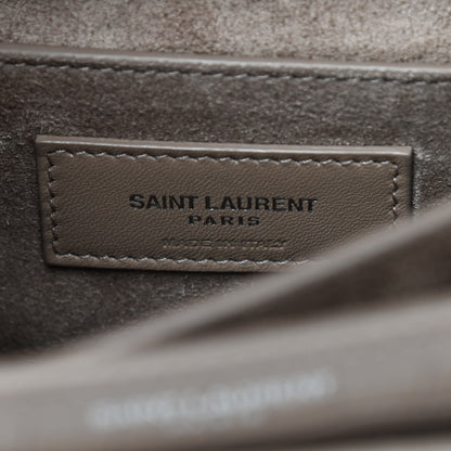 Saint Laurent Calfskin Crocodile Embossed Medium Monogram Sunset Dark Beige 6 of 9