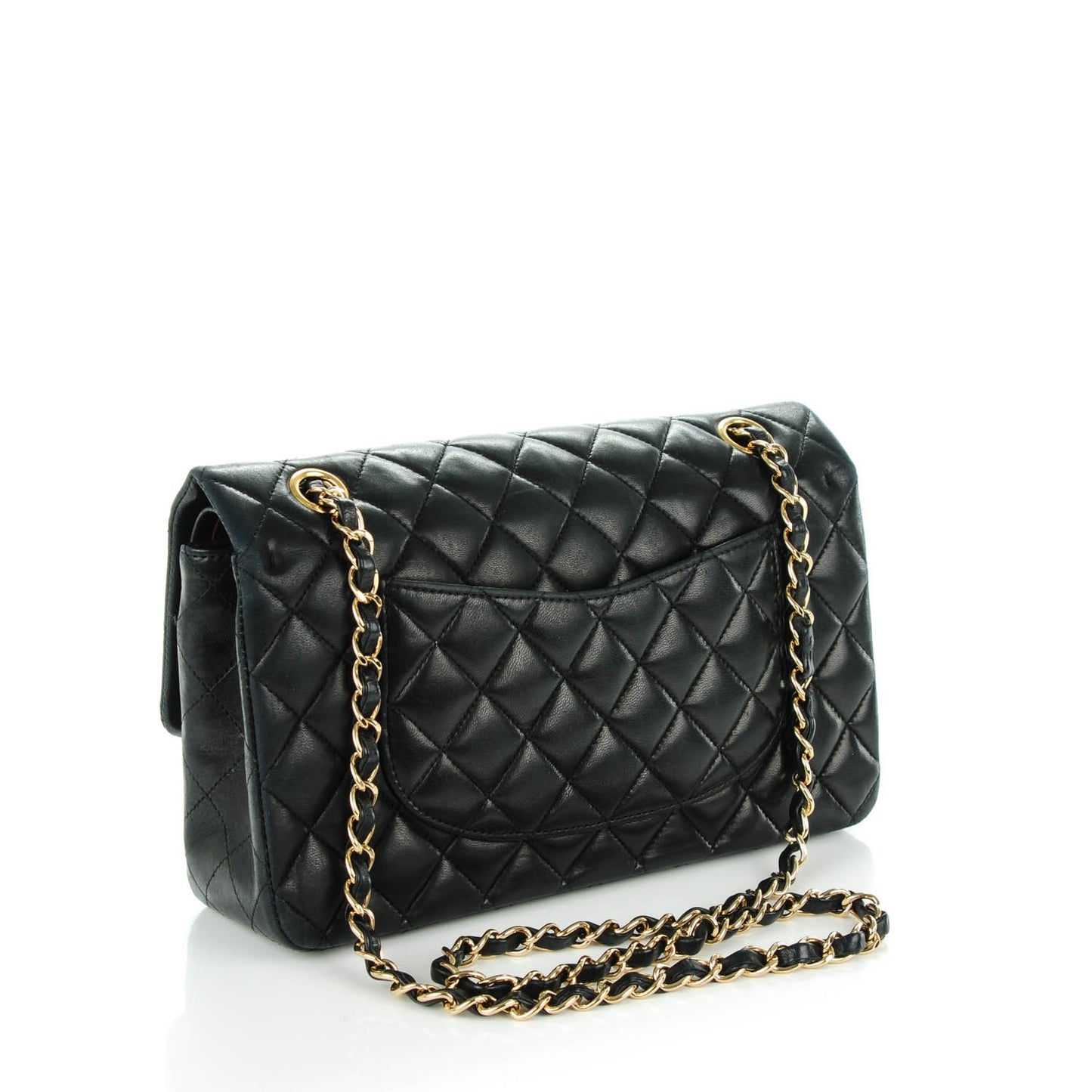Lambskin Quilted Medium Double Flap Black