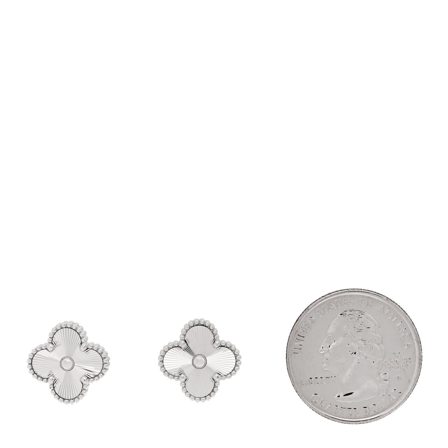 18K White Gold Guilloche Vintage Alhambra Earrings