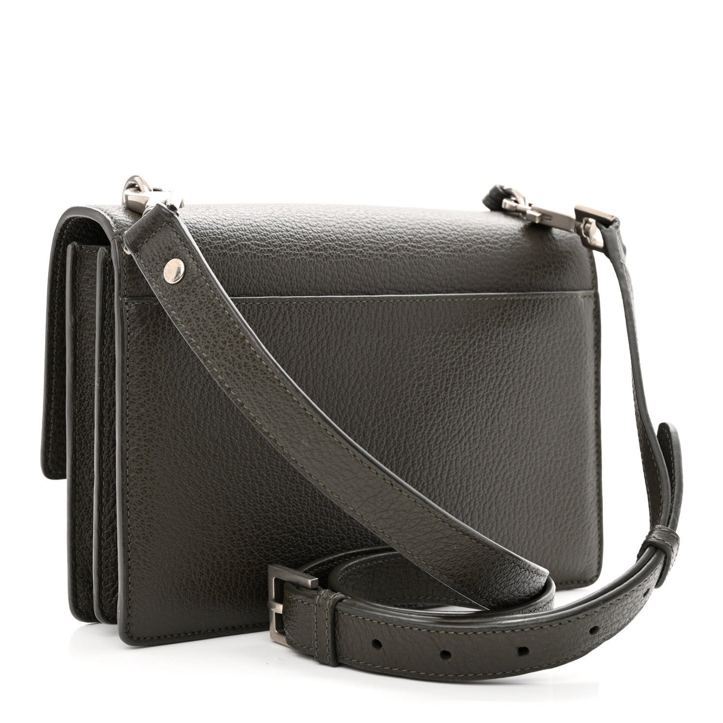 Grained Calfskin Medium Monogram Sunset Satchel Dark Green
