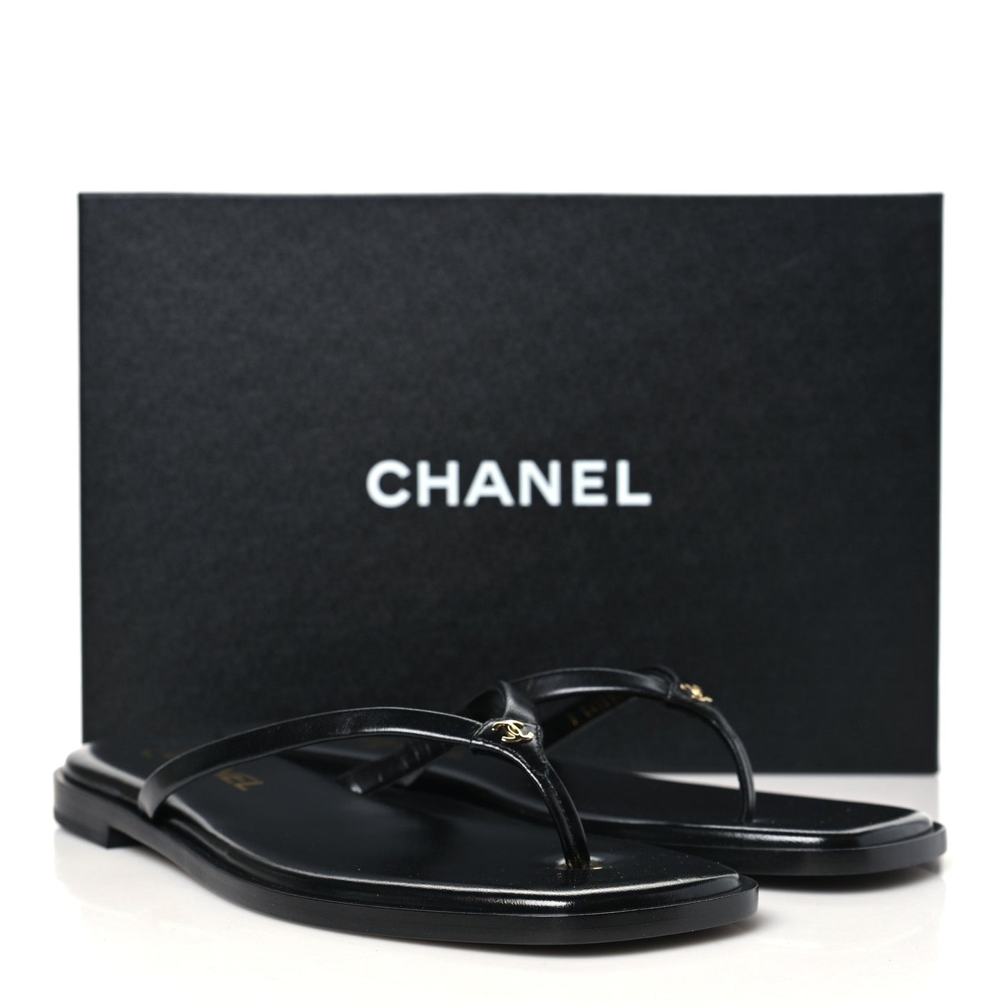 Goatskin CC Times Square Thong Sandals 39 Black