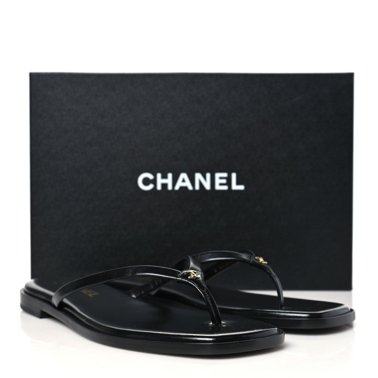 Chanel Goatskin CC Times Square Thong Sandals 39 Black 10 of 10