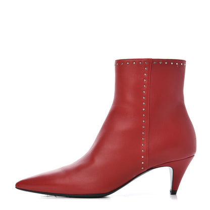 Saint Laurent Calfskin Studded Charlotte 55 Boots 36 Red 1 of 16