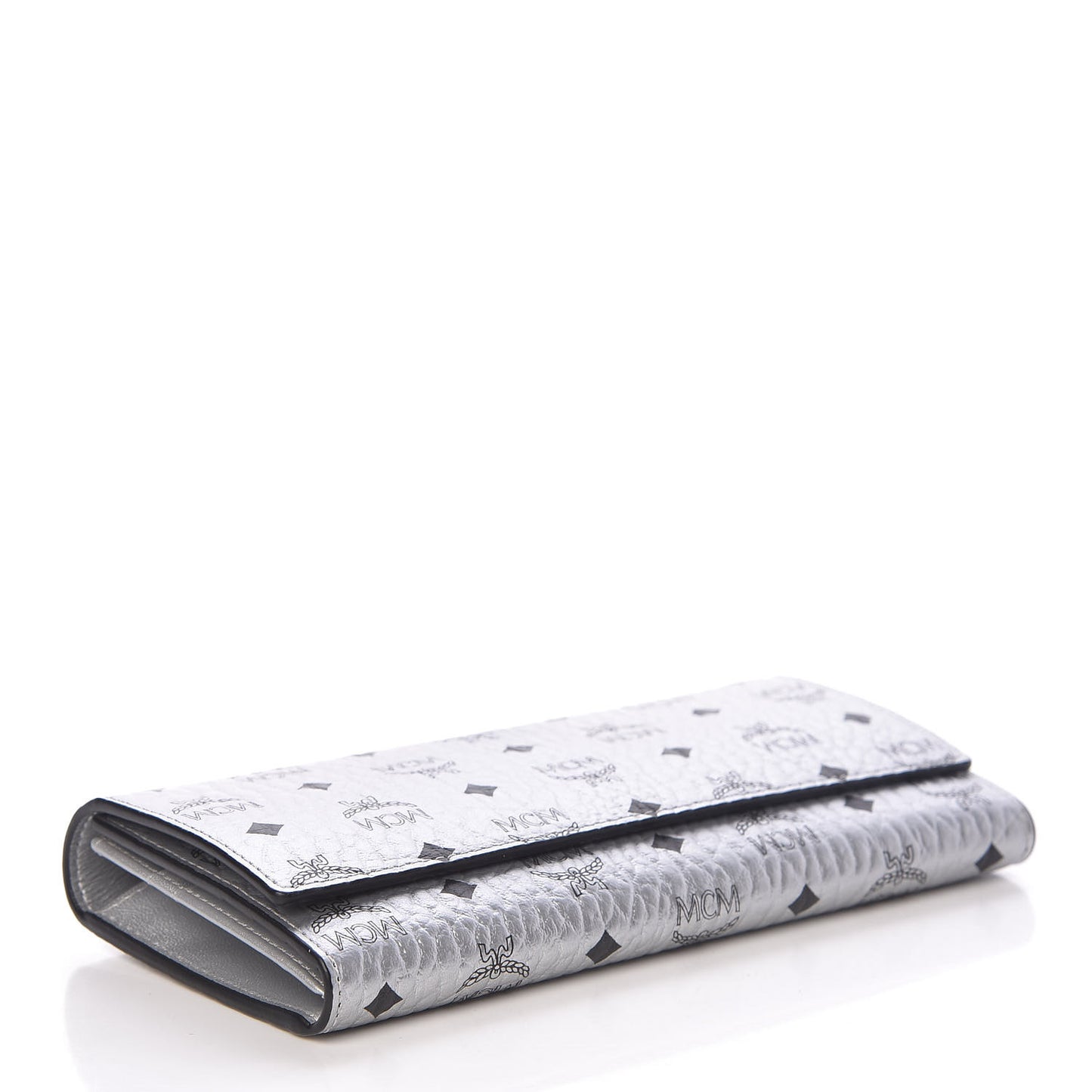 Metallic Visetos Large Tri-Fold Flap Wallet Berlin Silver