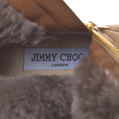 Jimmy Choo Suede Shearling Trixie Ankle Boots 35 Camel 9 of 10